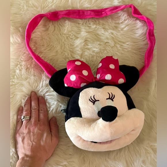 Disney Minnie Plush Purse Costume Bag Minnie Mouse Bow with zipper and strap - Picture 7 of 7